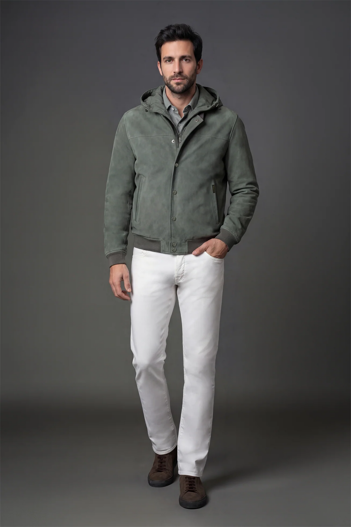 Men's Green Suede Bomber