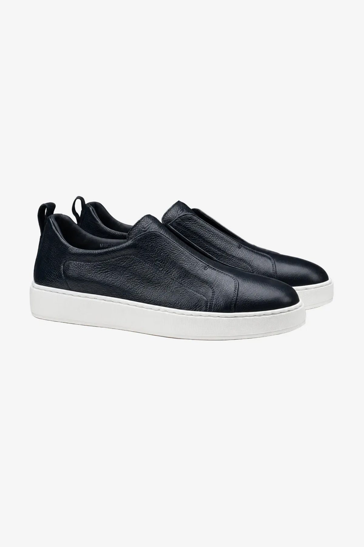 Santoni Men's Dark Navy Leather Slip-On Sneakers