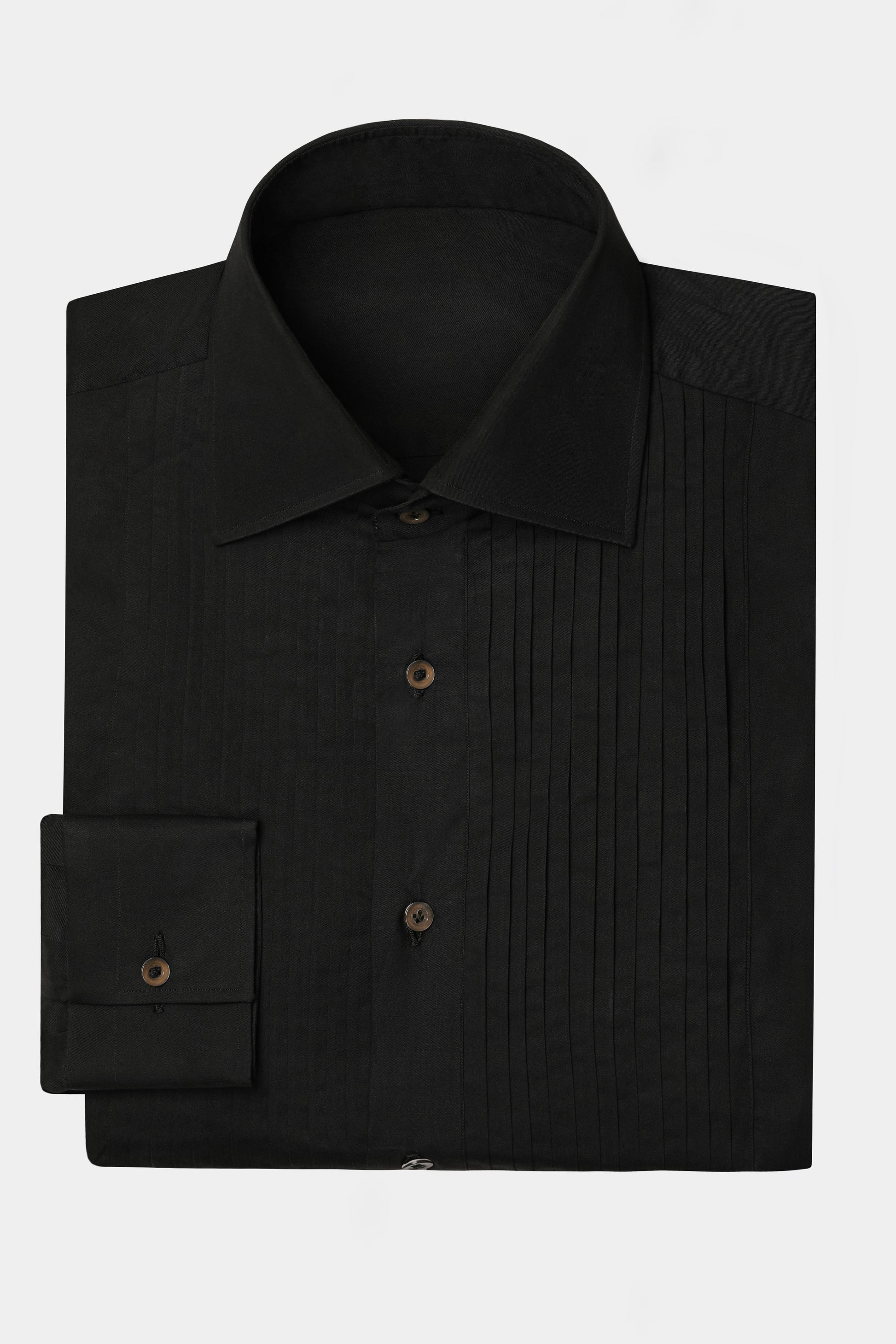 Men Black Pleated Ceremony Shirt - Florentinodelure