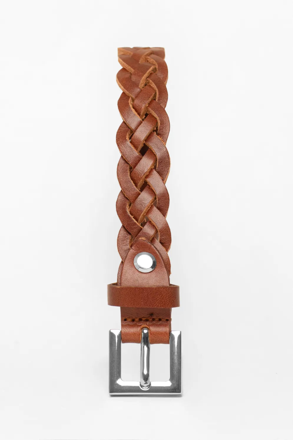 Mid Brown Slim Braided Belt - Florentinodelure