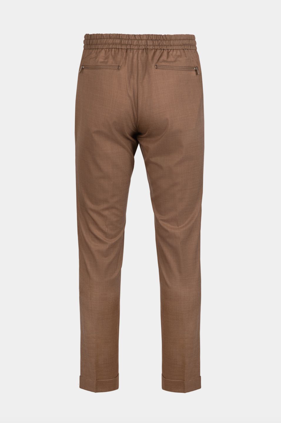 Pantaloni FLEXO maro Florentinodelure cu elastic, vedere spate.