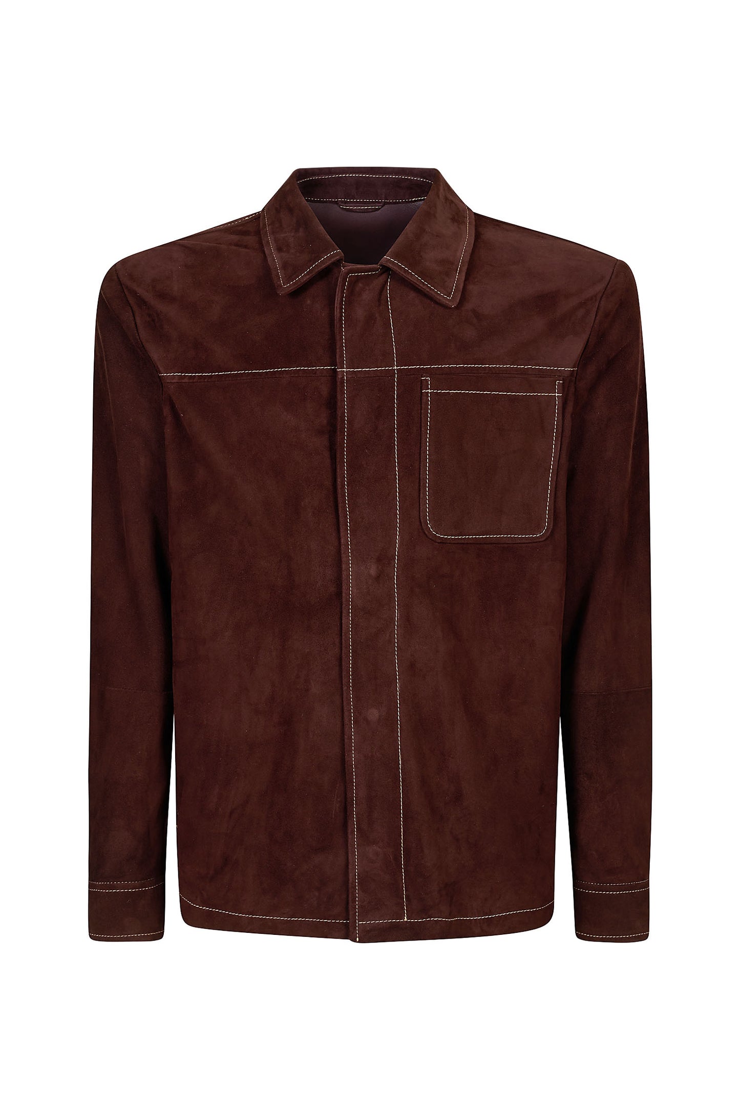 Eleventy Men's Burgundy Goat Leather Overshirt