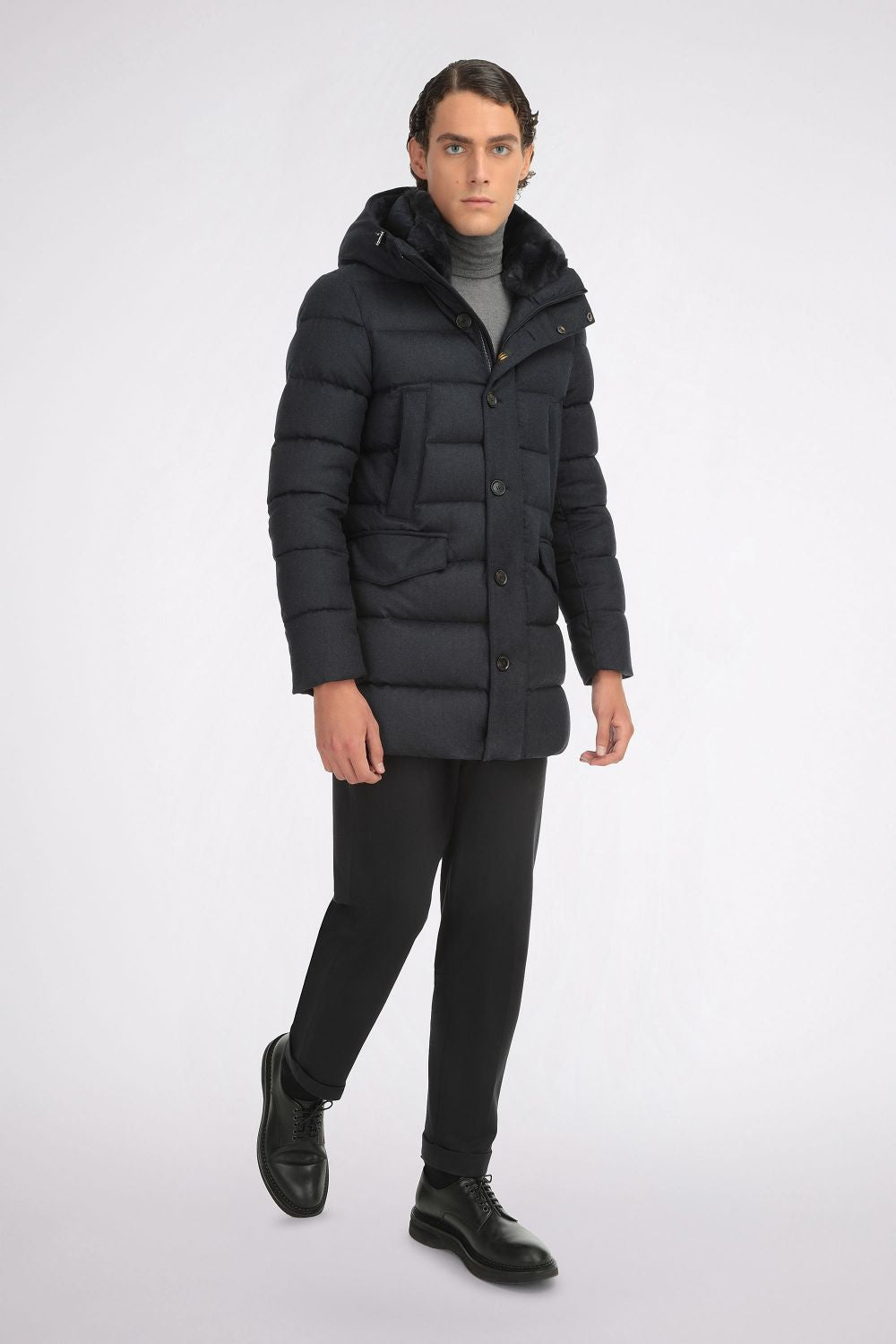 Navy Long Puffer Jacket - Florentinodelure