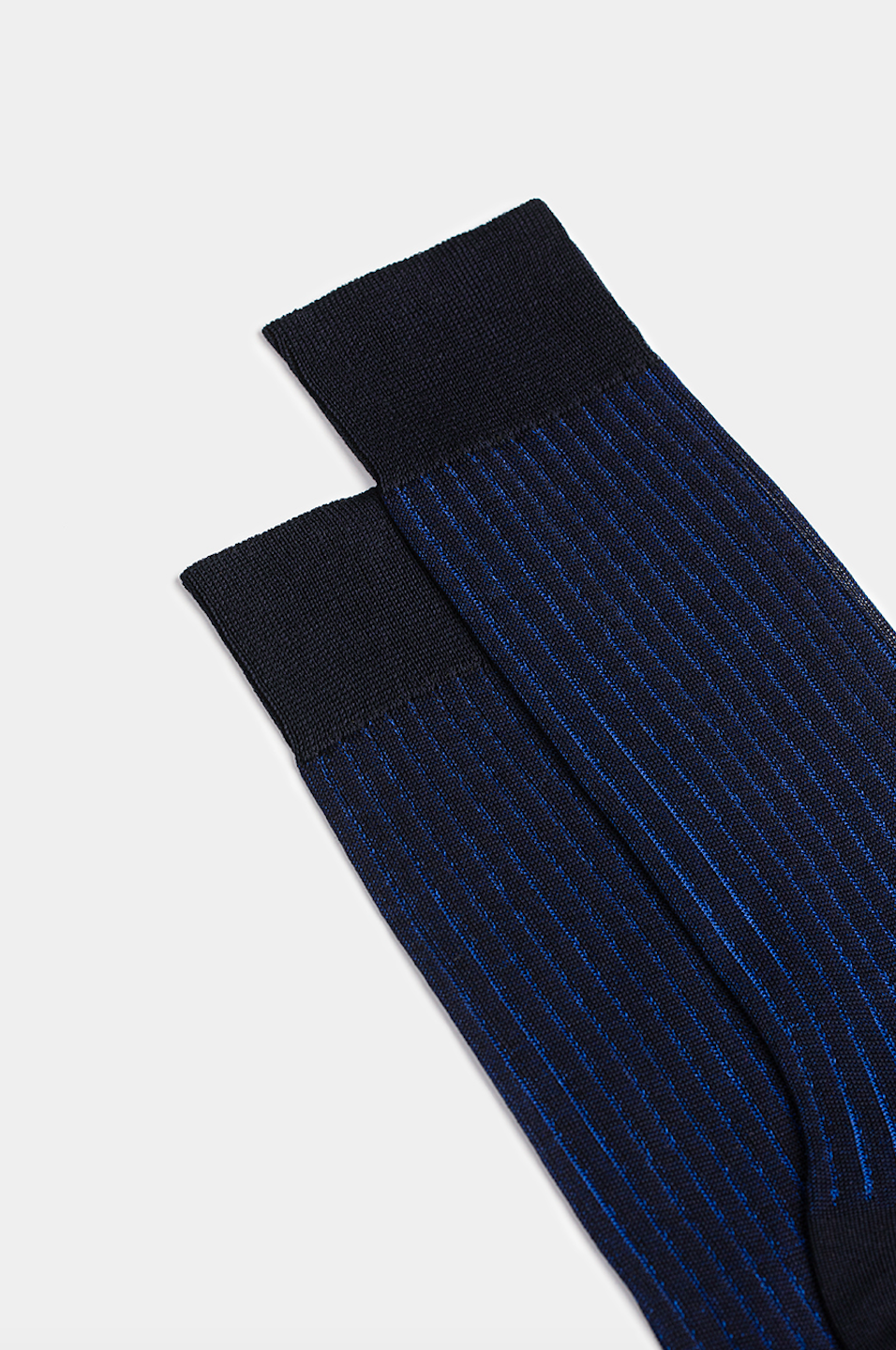Șosete lungi navy cu dungi albastre Florentinodelure, model lateral.