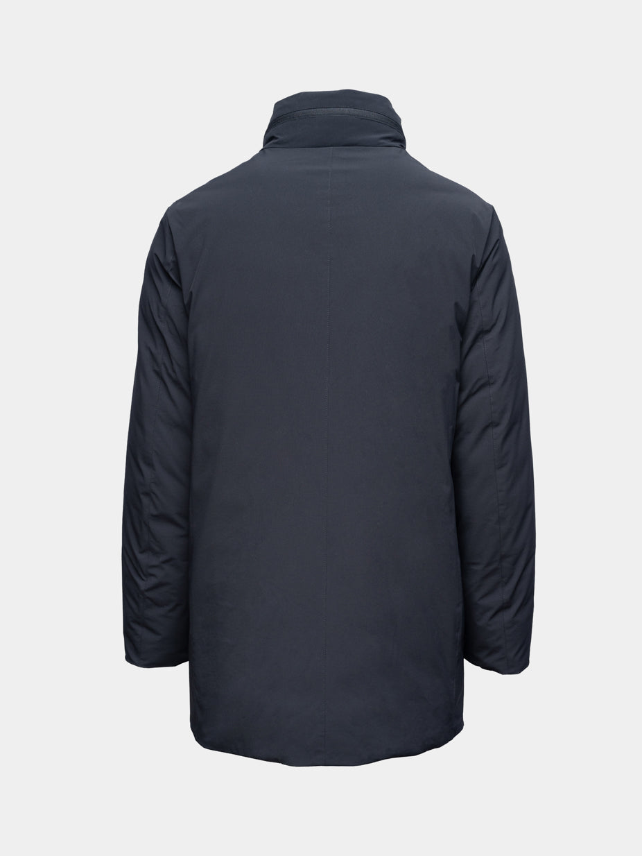 Jachetă puffer bleumarin Florentinodelure, material textil, spate lung.