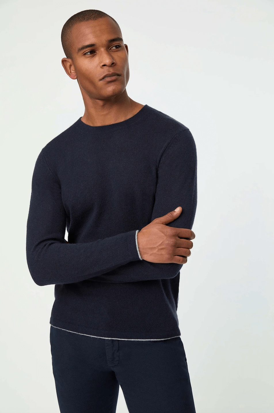 Pulover navy cashmere Florentinodelure, smart-casual, crewneck pentru bărbați.