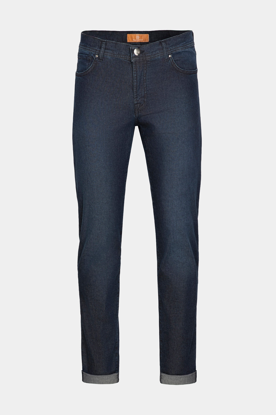 Navy jeans Florentinodelure, bumbac stretch, 5 buzunare, talie medie, design clasic.