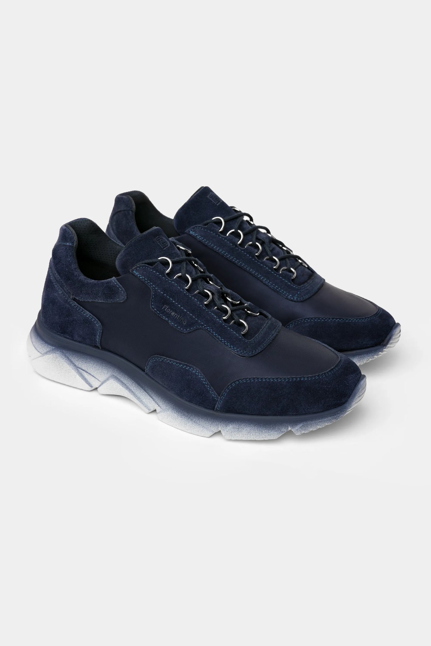 Pantofi sport navy gradient Florentinodelure, piele intoarsă și talpă cauciuc stilizată.