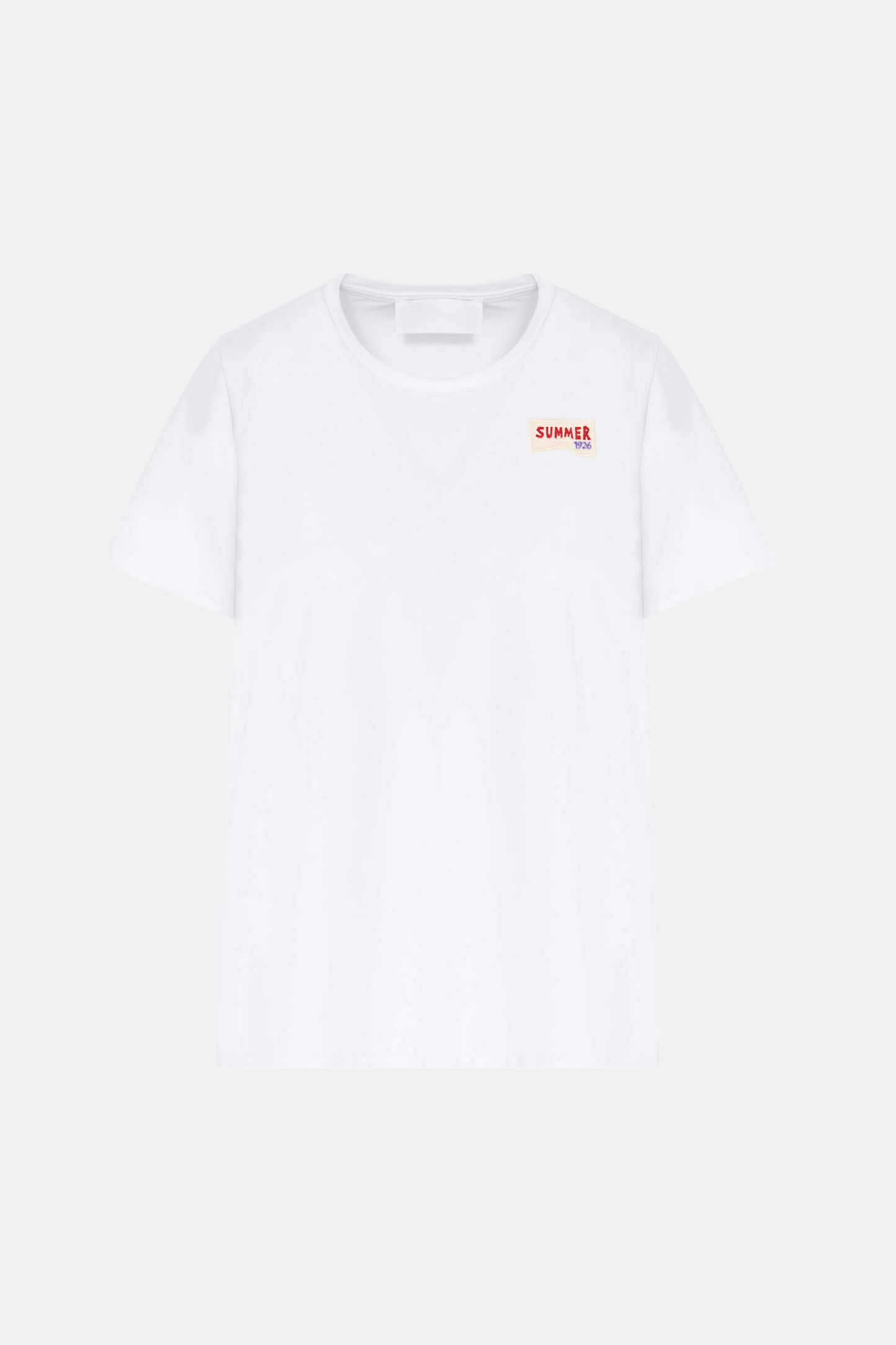 Tricou alb Florentinodelure cu mesaj "SUMMER" în colț dreapta sus.
