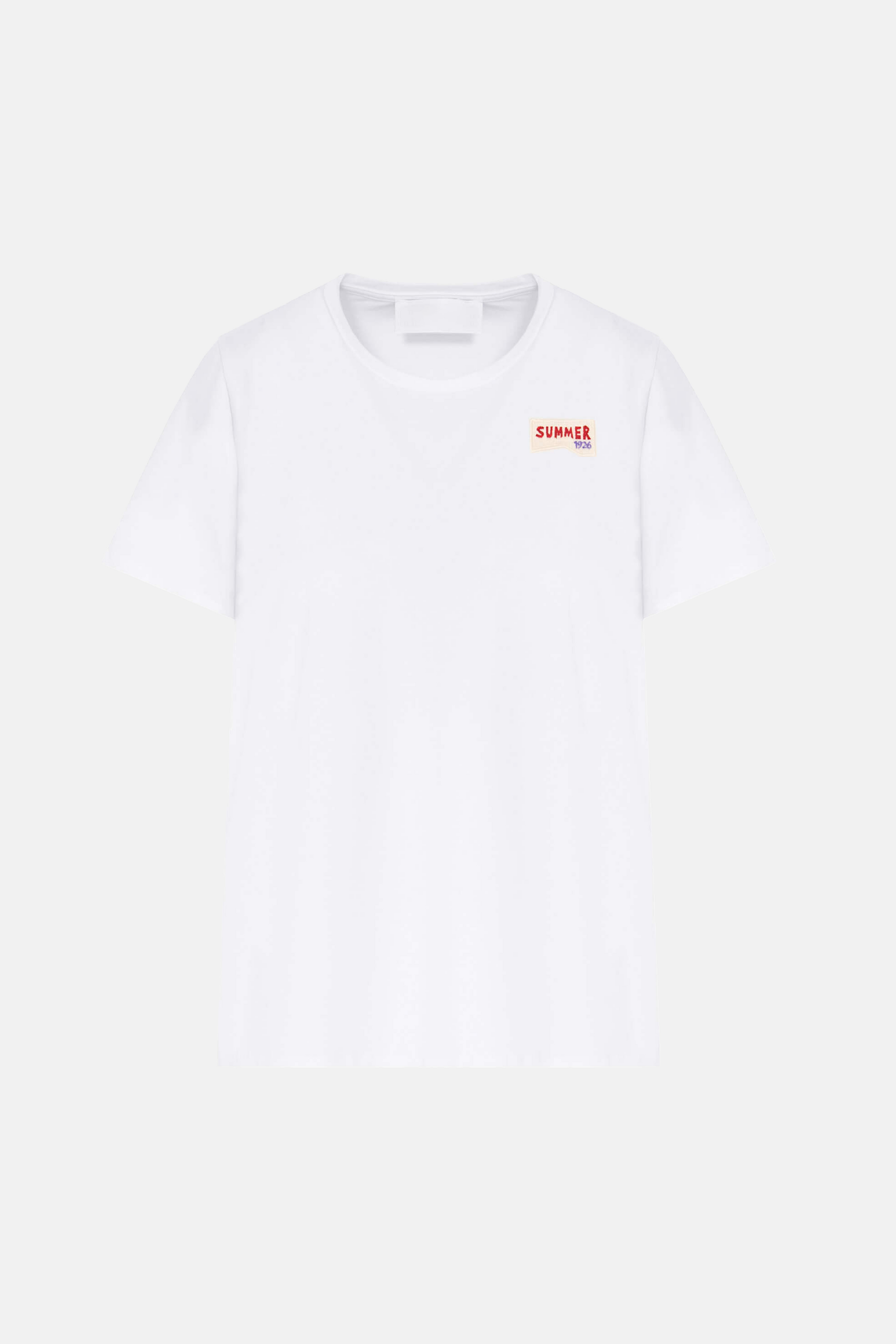 Tricou alb Florentinodelure cu mesaj "SUMMER" în colț dreapta sus.