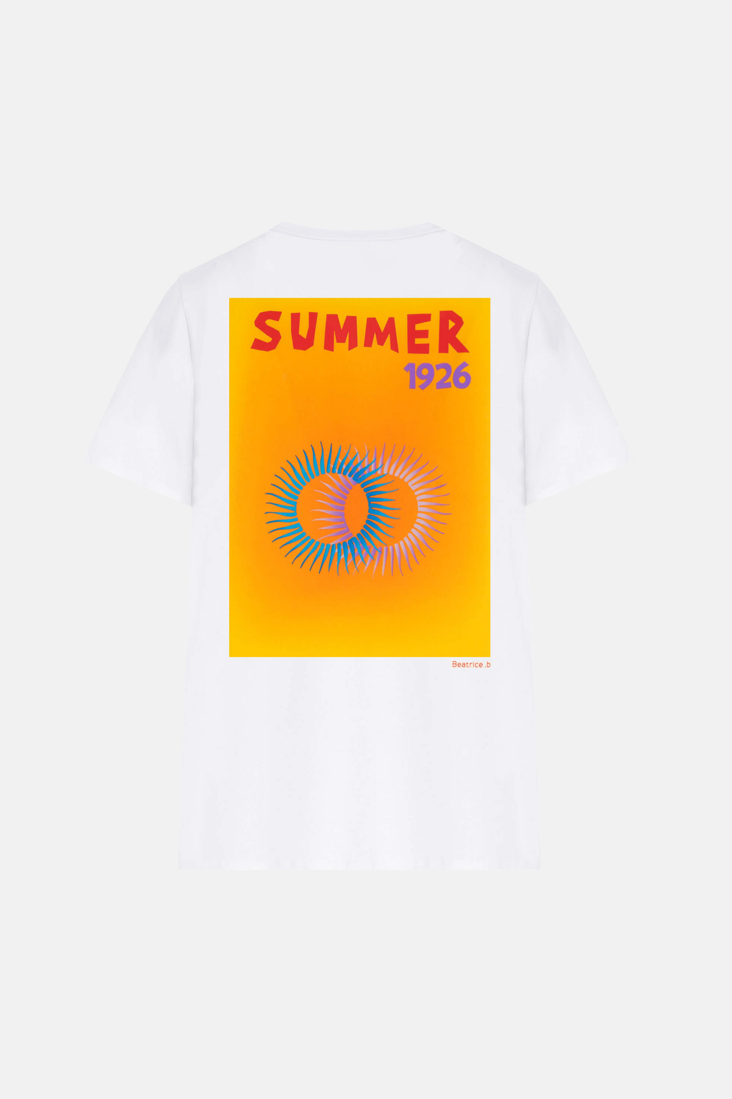 Tricou Florentinodelure alb cu imprimeu galben și albastru "Summer 1926".