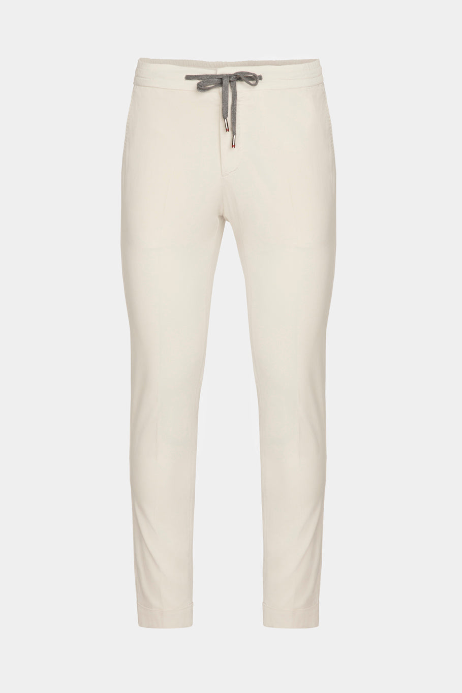 Pantaloni off-white FLEXO Florentinodelure din bumbac bej cu șnur gri.