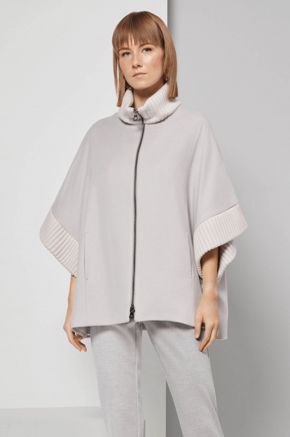 Light Grey Poncho with Zip