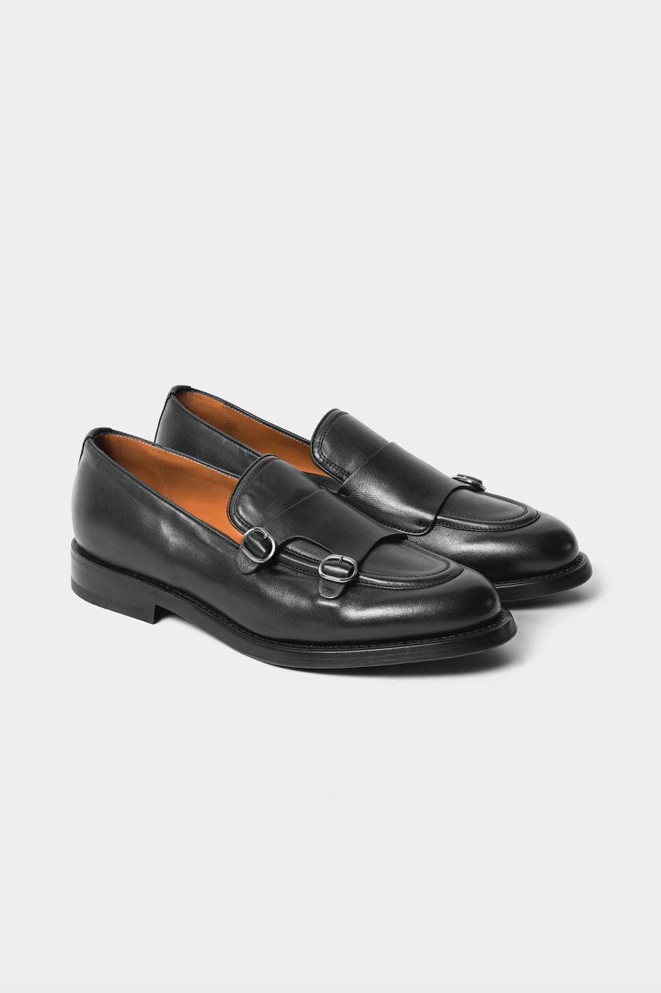 Black Double Monk Shoes