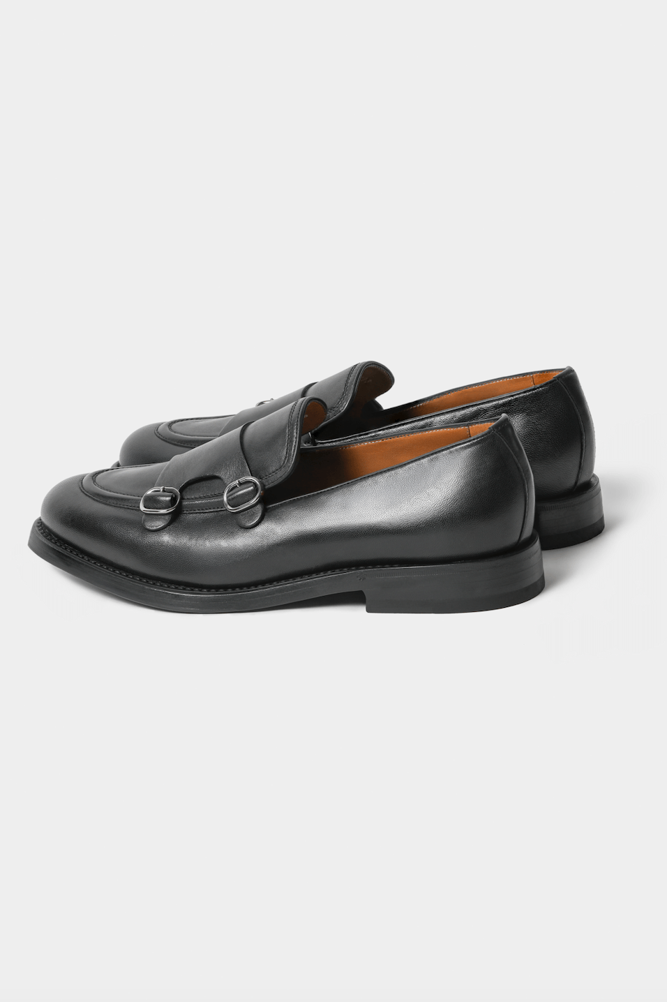 Black Double Monk Shoes