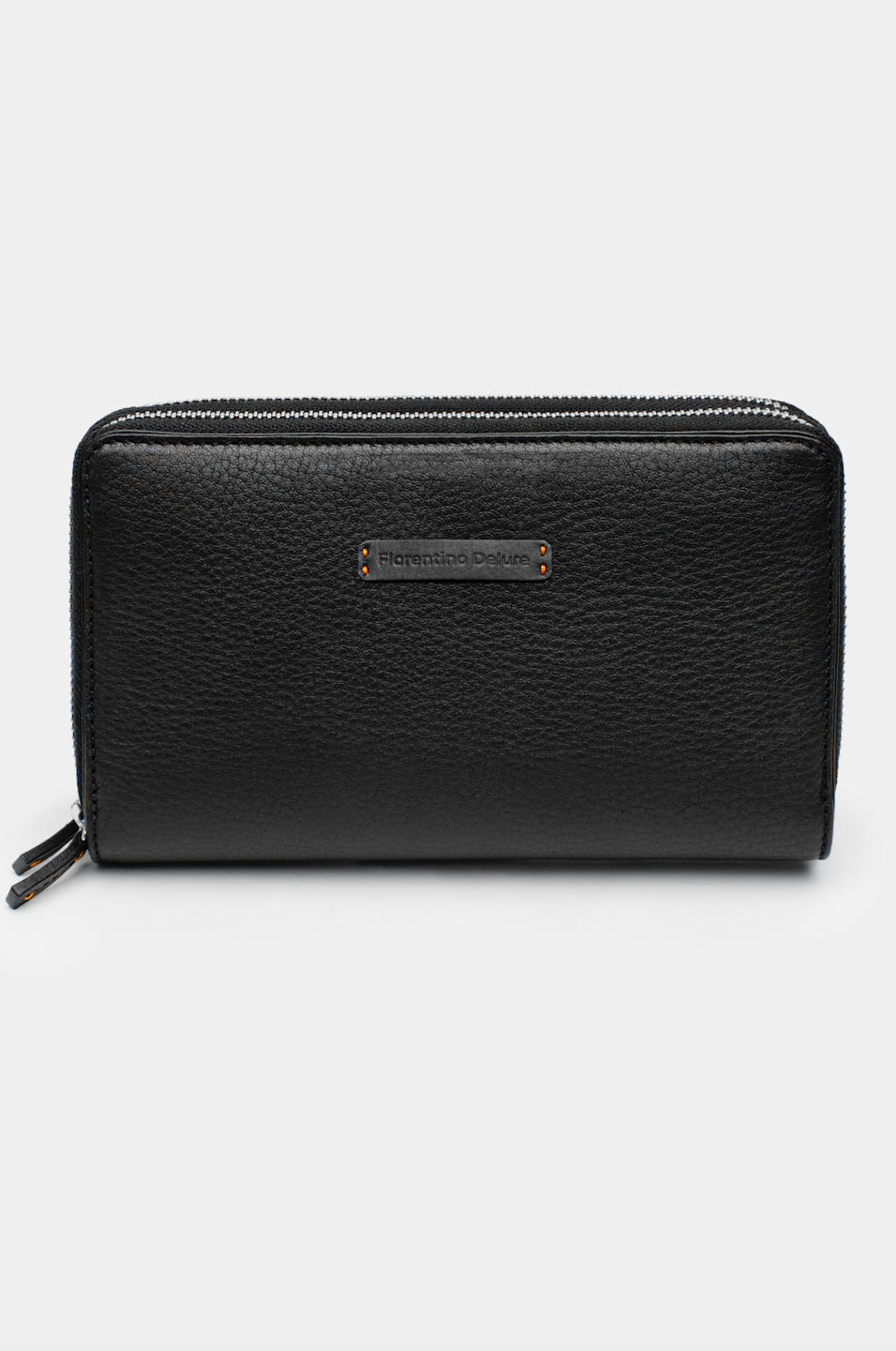 Black Double Zip Leather Wallet