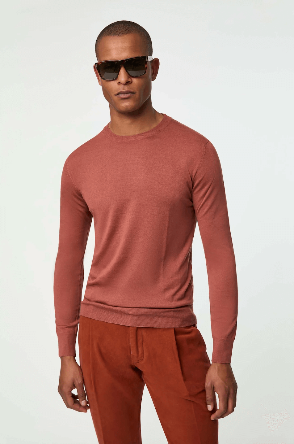 Pulover crewneck bordo Florentinodelure din lână 100% pentru bărbați, casual-smart.