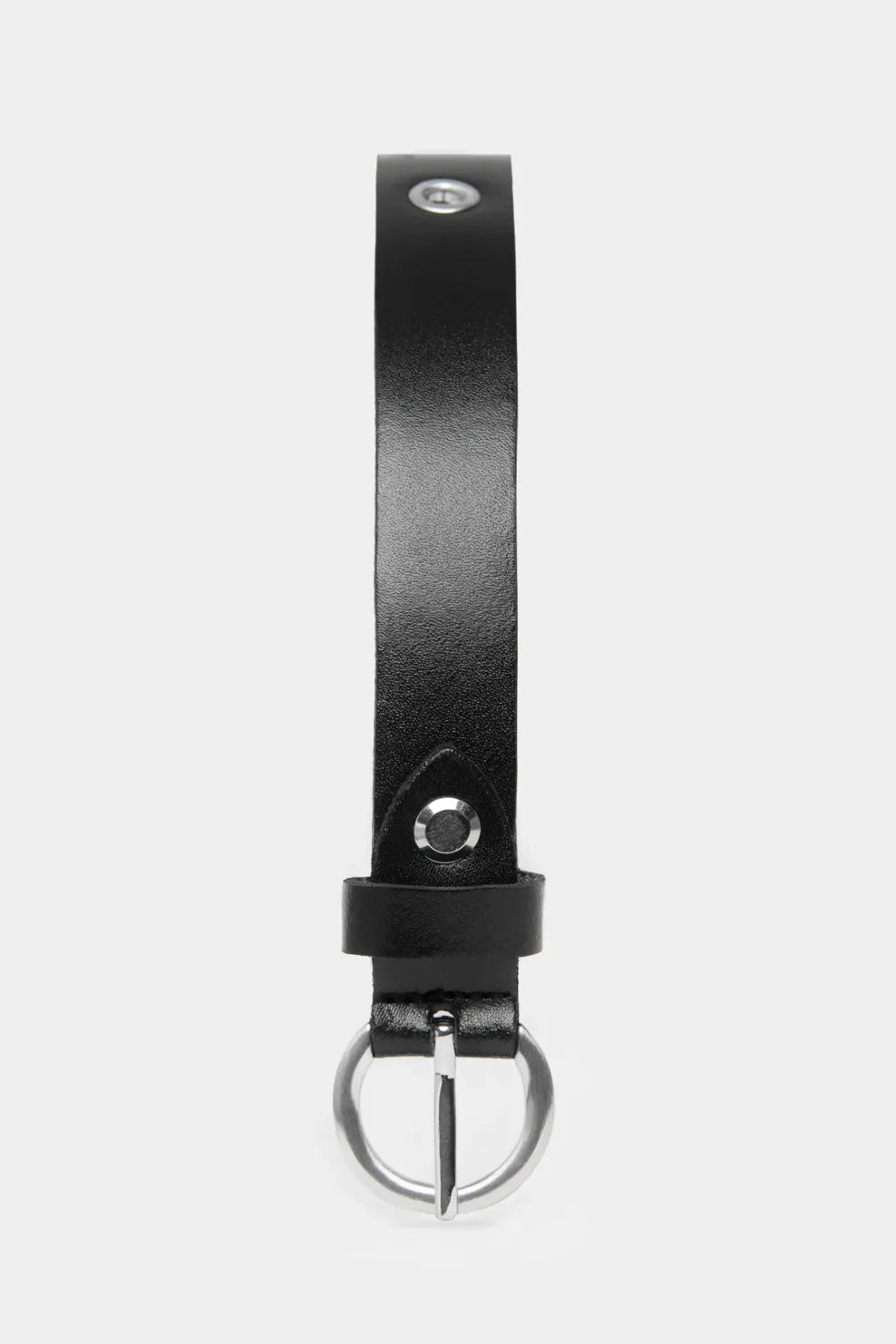 Curea neagră slim cu bucle și cataramă metalică minimalistă Florentinodelure.