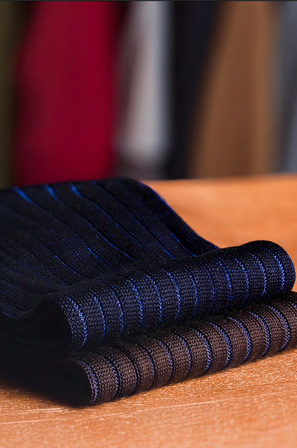 Brown Socks with Navy stripes