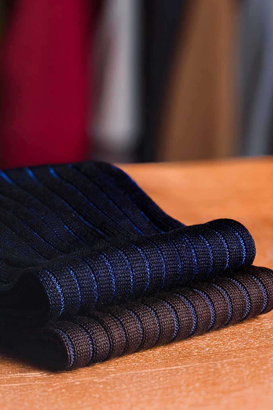 Navy Pinstripe Socks