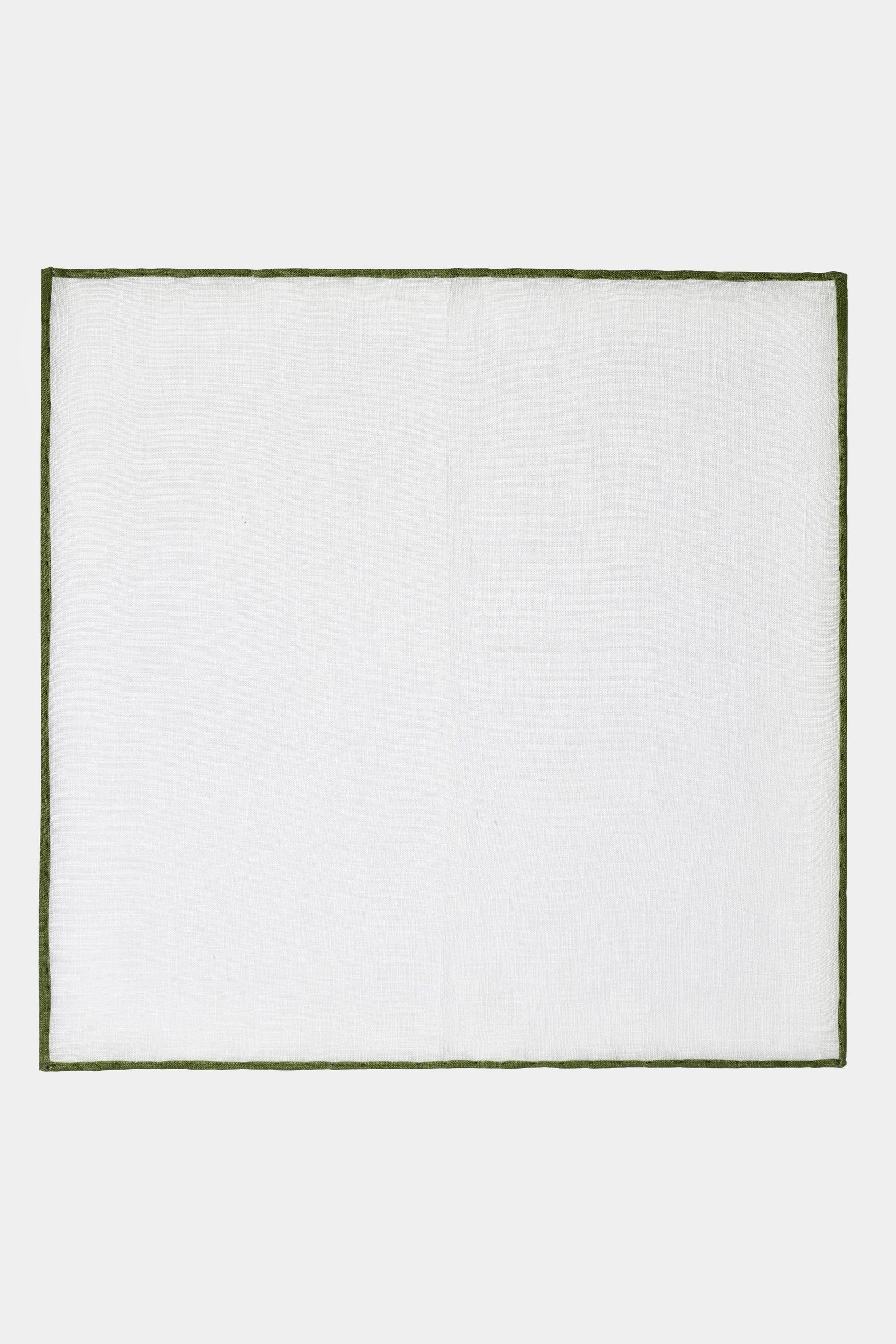 Batistă albă cu margine verde din in Florentinodelure, unisex, vedere laterală.