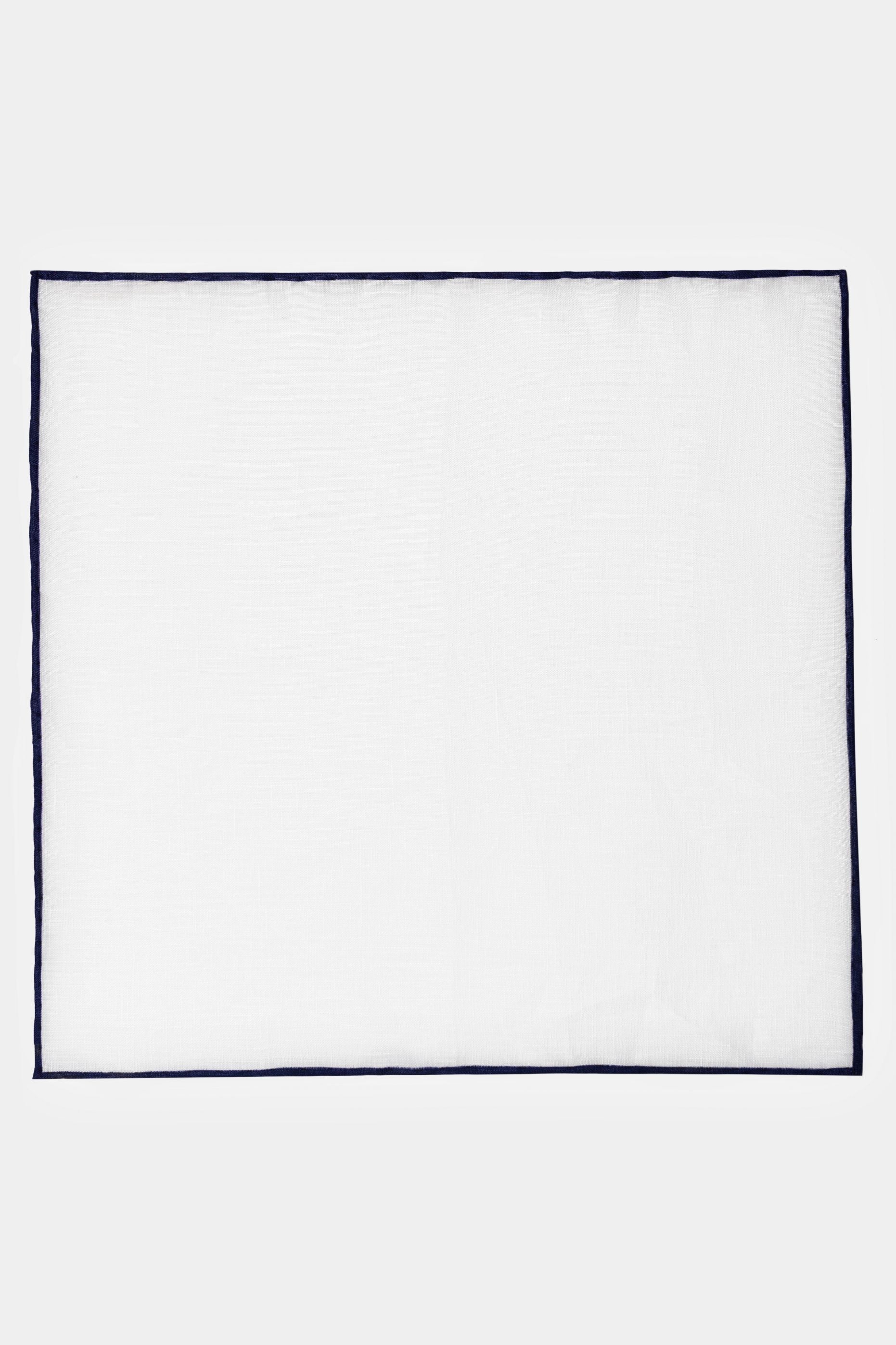 Batistă albă cu margine navy Florentinodelure, material din in.