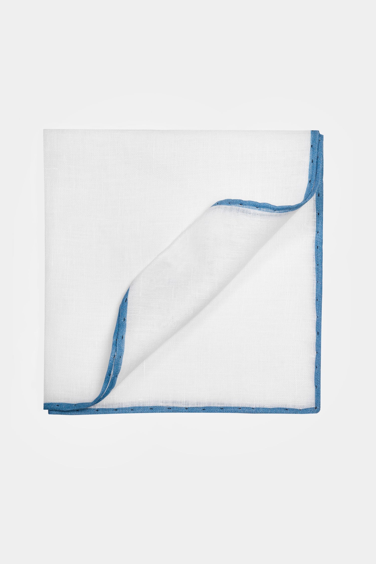 White Blue Linen Pocket Square - Florentinodelure