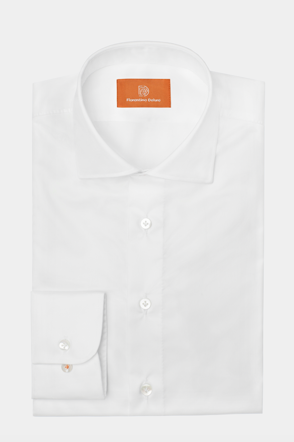 Cămașă albă handmade din bumbac Florentinodelure, design elegant formal.