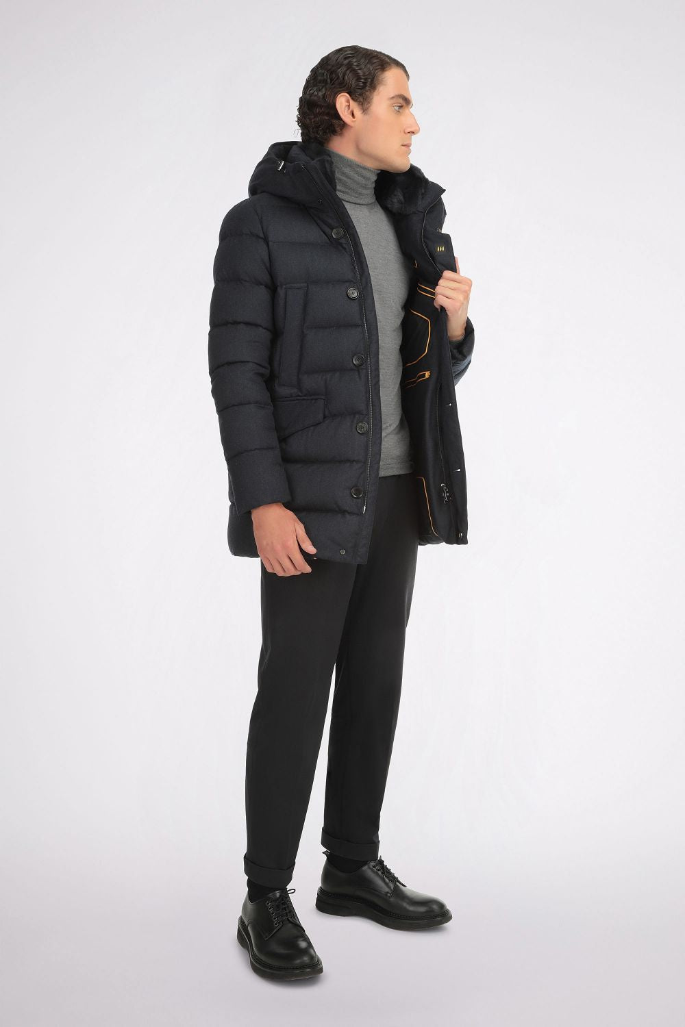 Navy Long Puffer Jacket