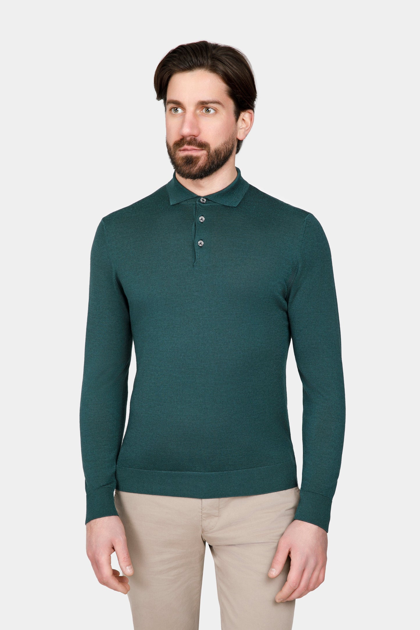 Green Long Sleeve Polo Shirt