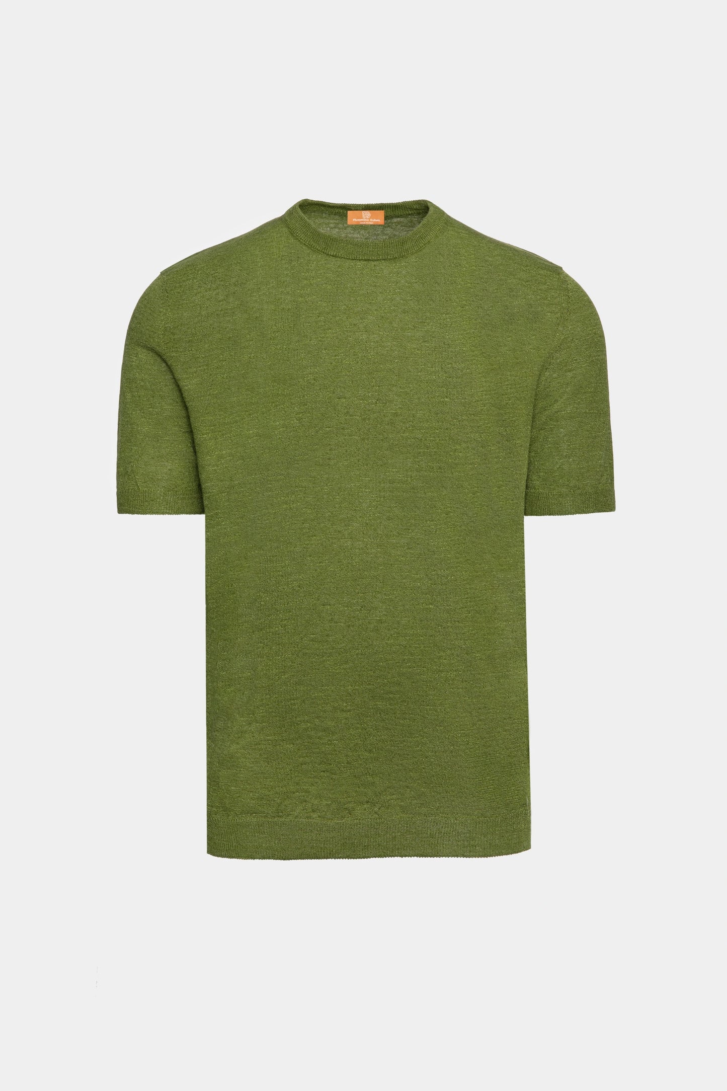 Tricou verde maneci scurte crewneck Florentinodelure din in, mărimi 48-52, material respirabil.