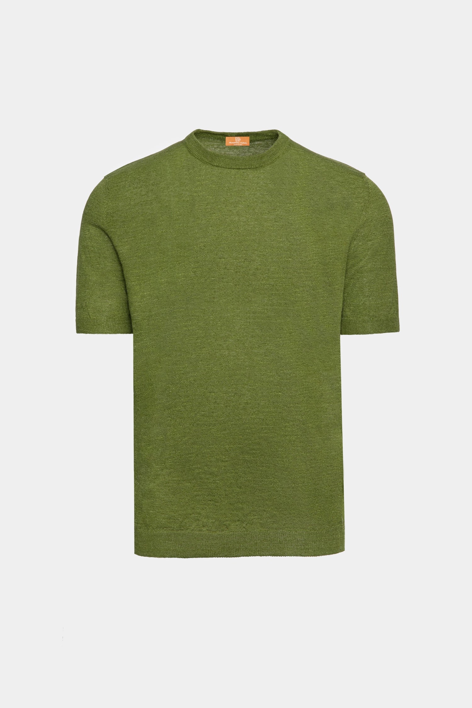 Tricou verde maneci scurte crewneck Florentinodelure din in, mărimi 48-52, material respirabil.