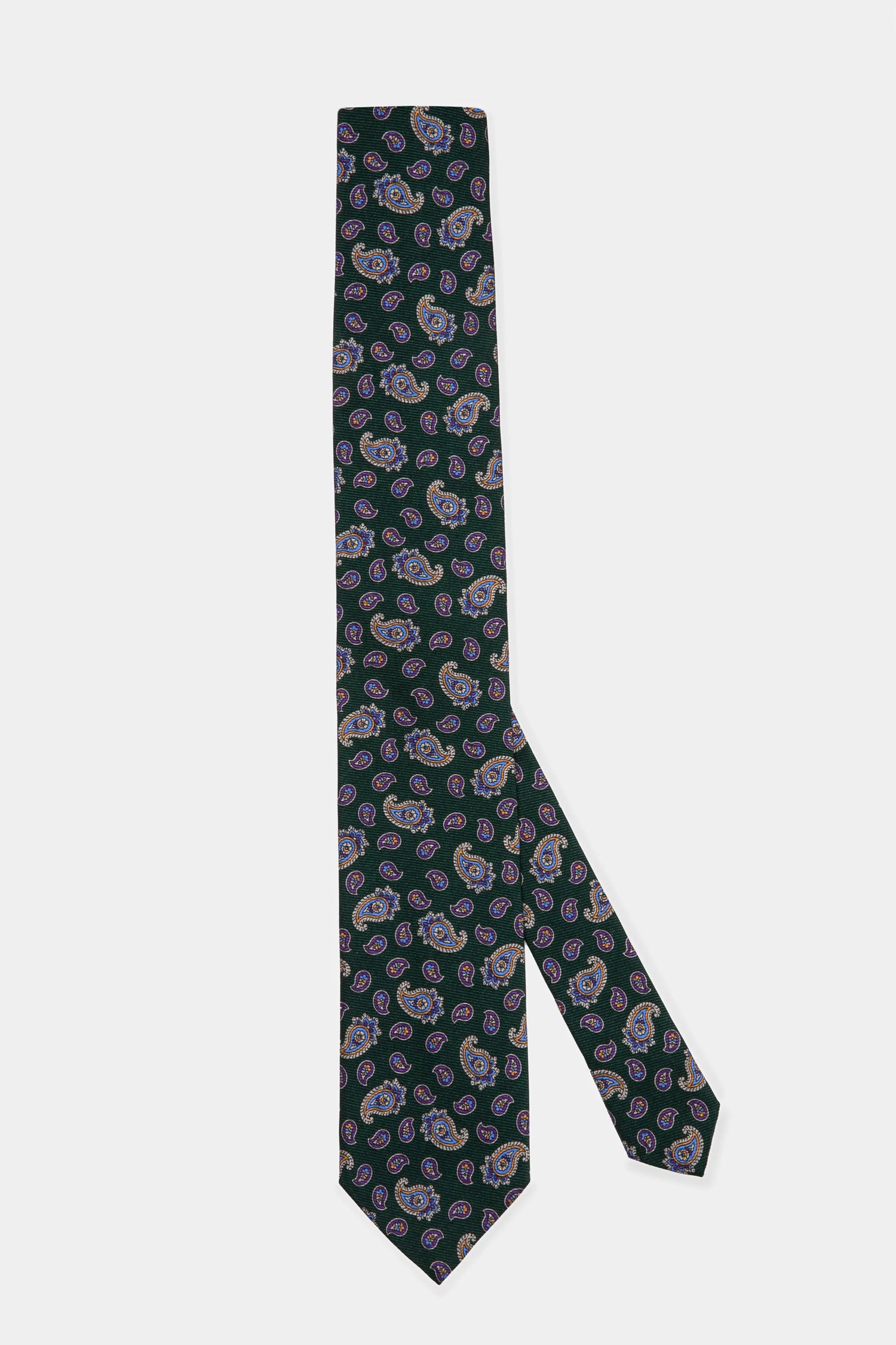 Cravată Paisley verde din mătase Florentinodelure, design elegant și versatil.