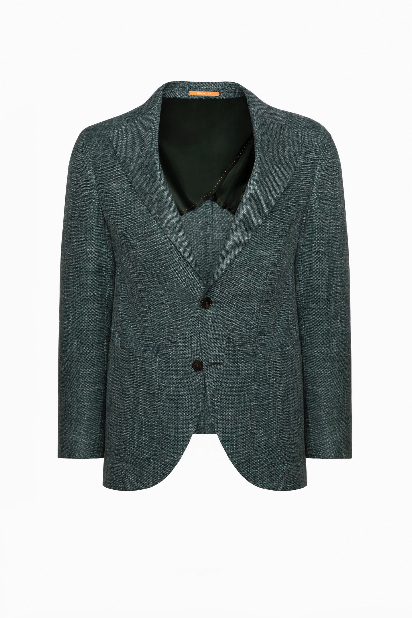 Sacou verde Florentinodelure Phoenix, lână, mătase și in, casual, Made in Italy.