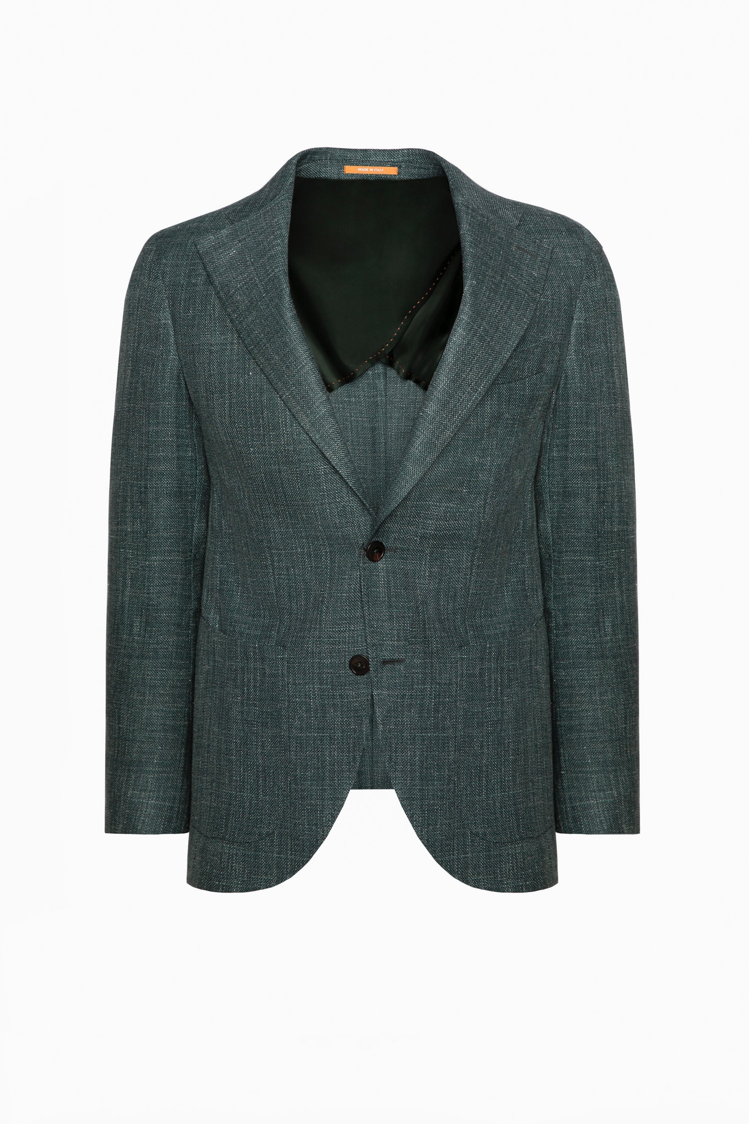 Sacou verde Florentinodelure Phoenix, lână, mătase și in, casual, Made in Italy.