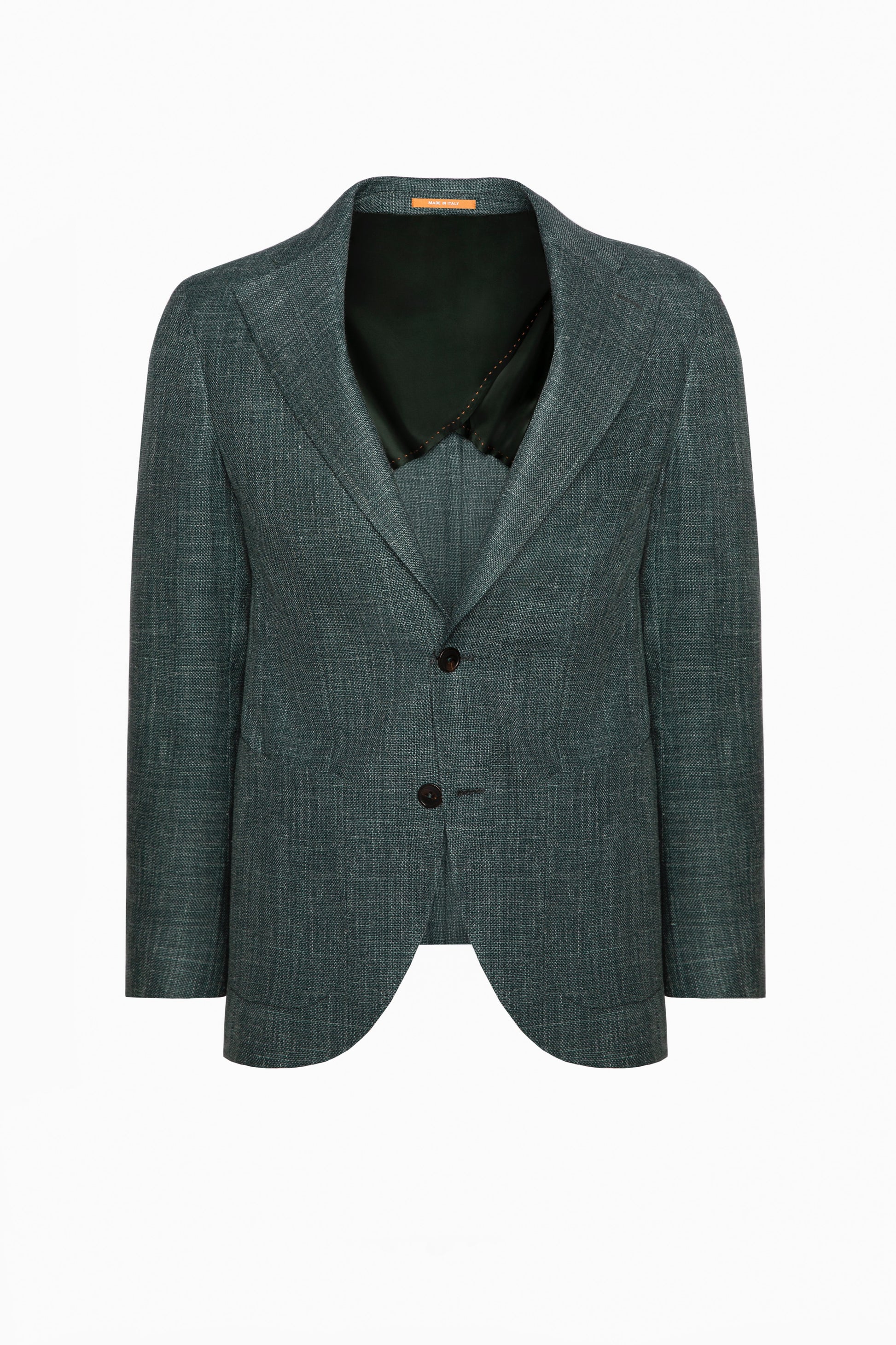 Sacou verde Florentinodelure Phoenix, lână, mătase și in, casual, Made in Italy.