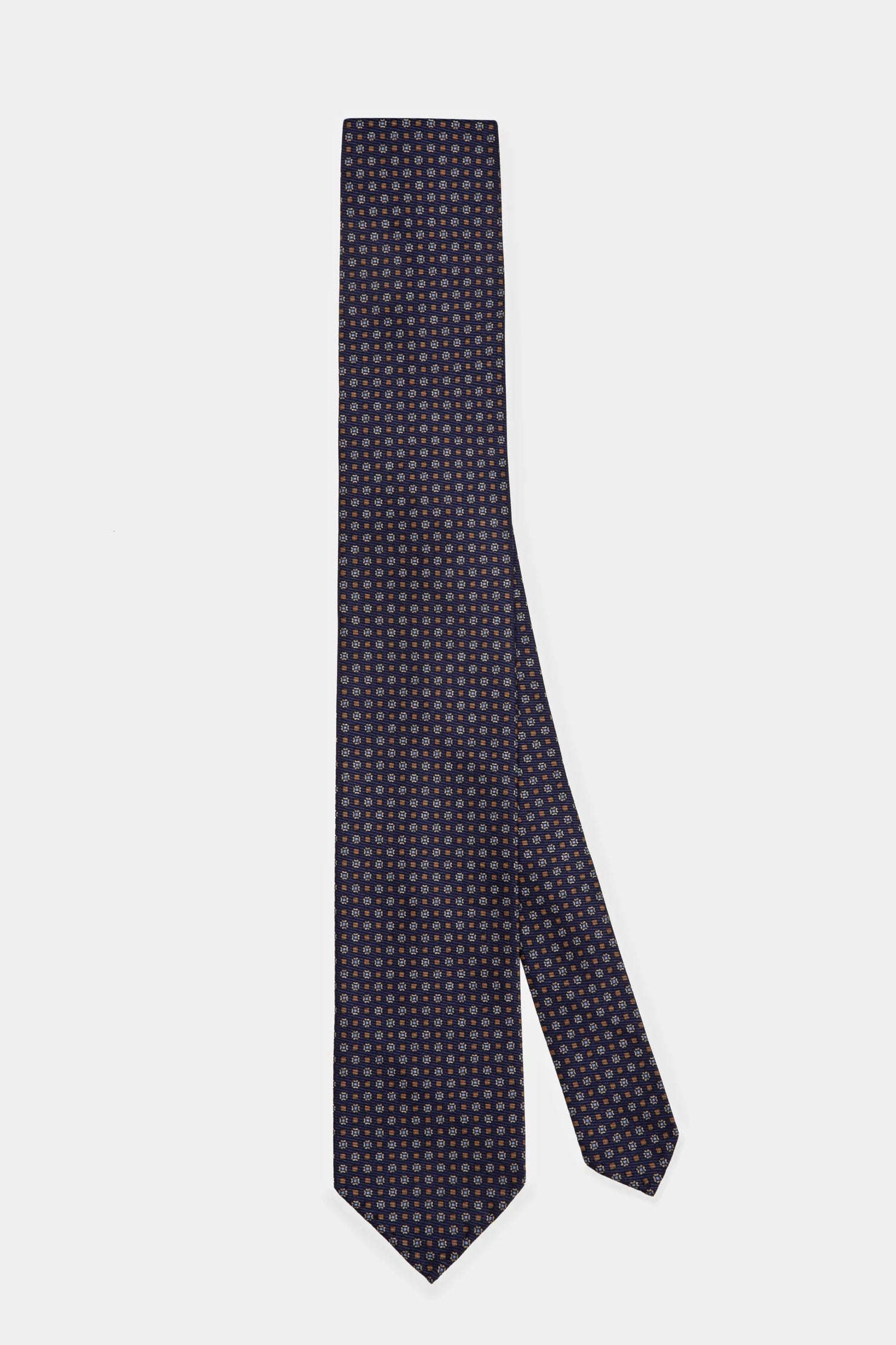 Cravată navy paisley 7-fold din mătase Florentinodelure, design elegant.