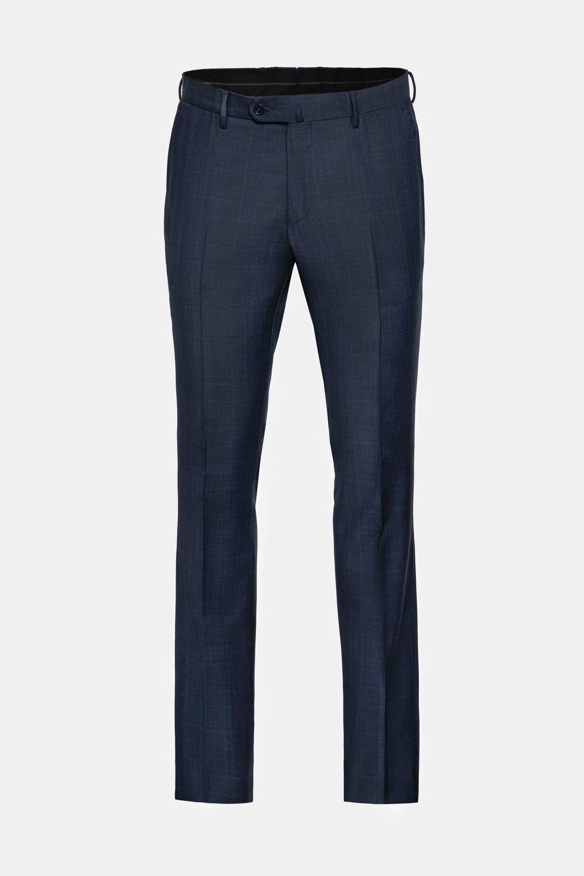 Pantaloni navy check Florentinodelure din material texturat, vedere laterală.