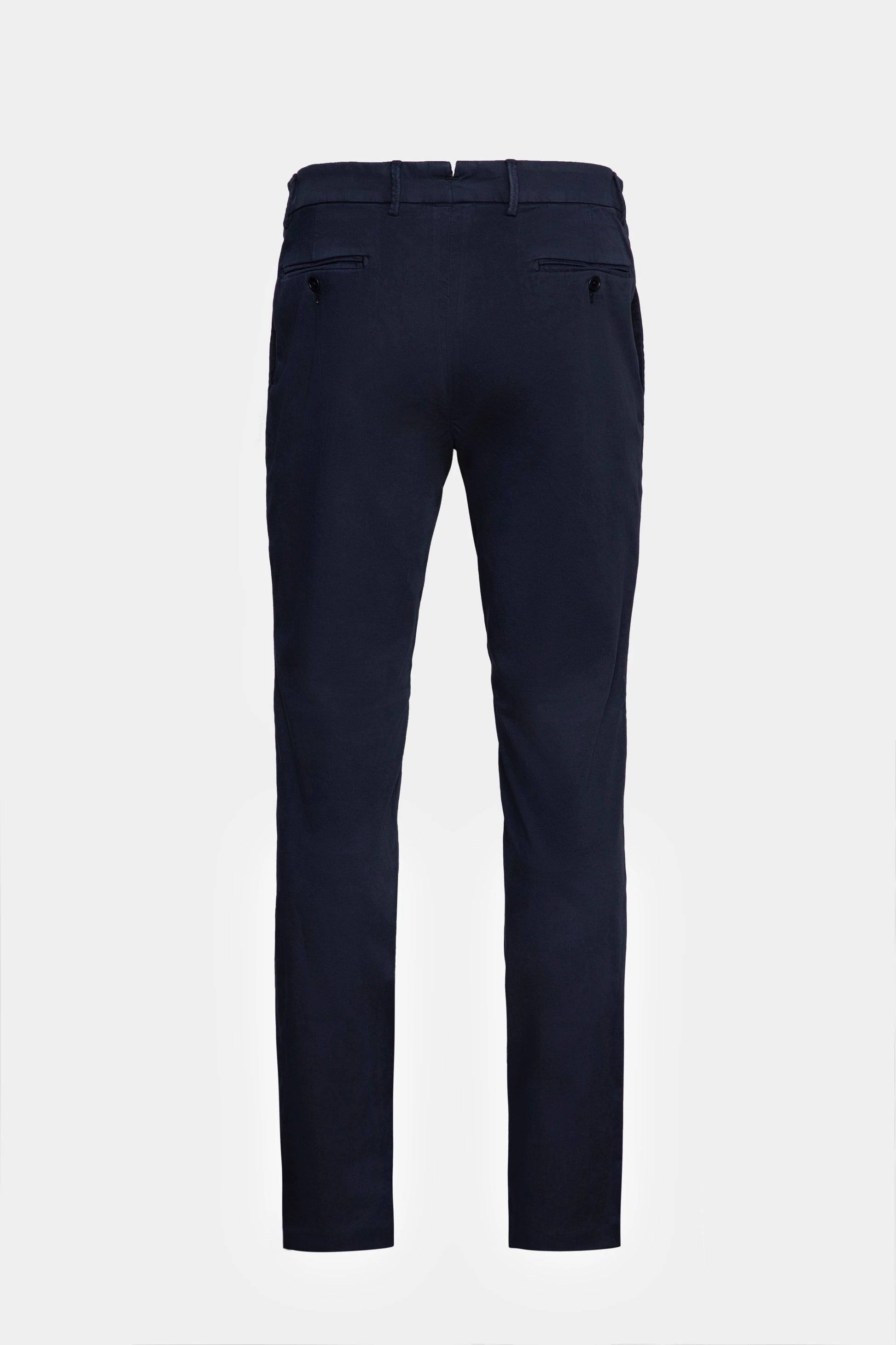 Pantaloni Chinos navy Florentinodelure vedere spate cu buzunare negre și curea casual.