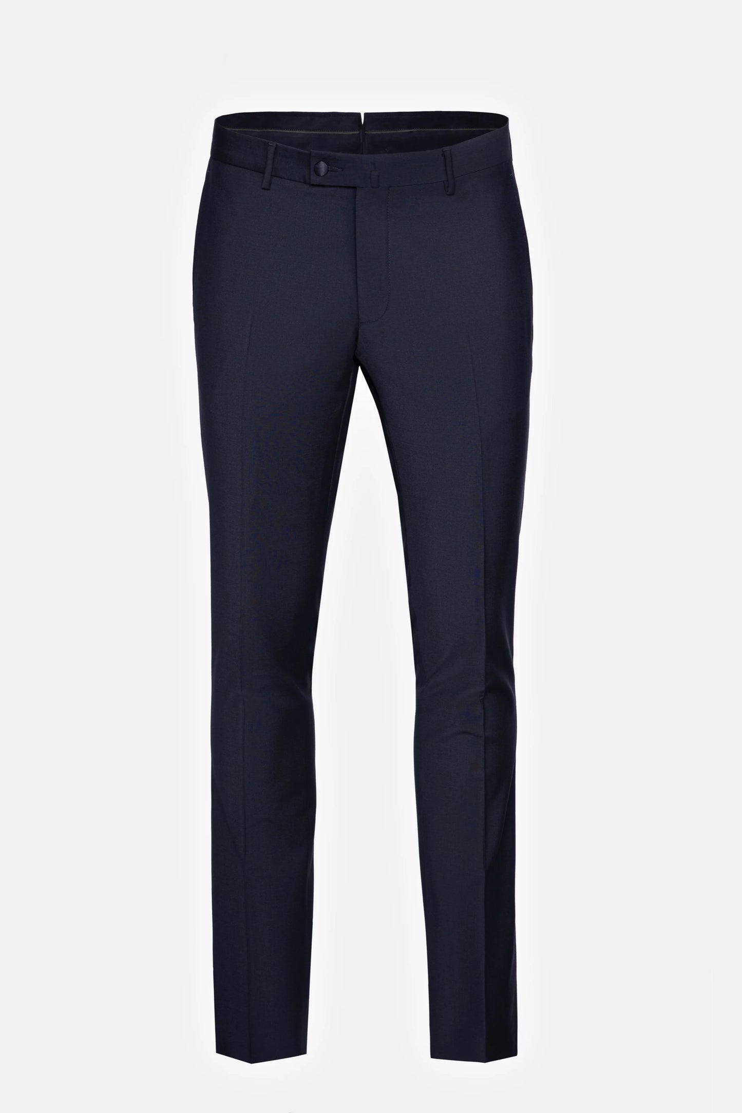 Pantaloni navy tuxedo Florentinodelure, vedere laterală, material elegant.