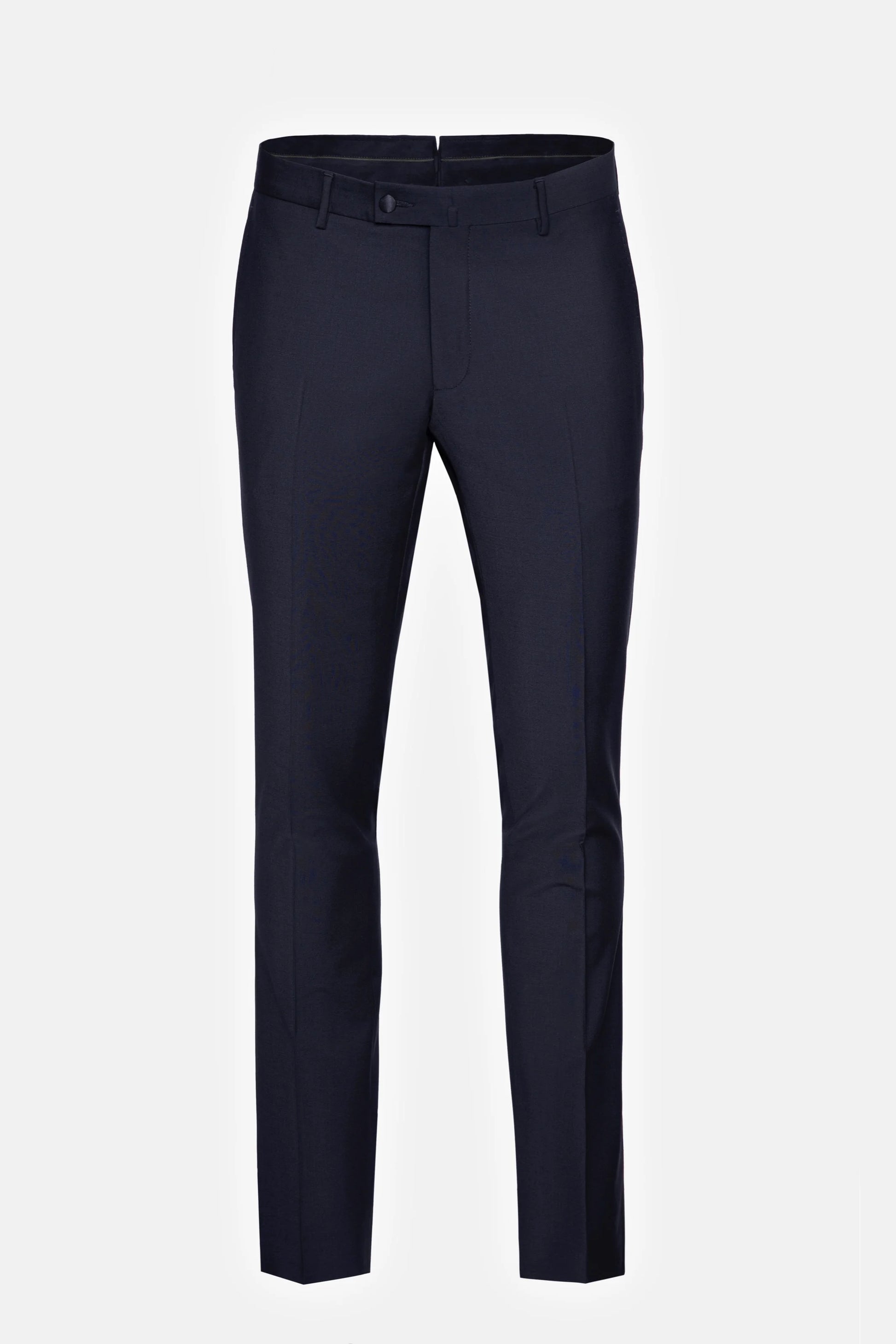 Pantaloni navy tuxedo Florentinodelure, vedere laterală, material elegant.
