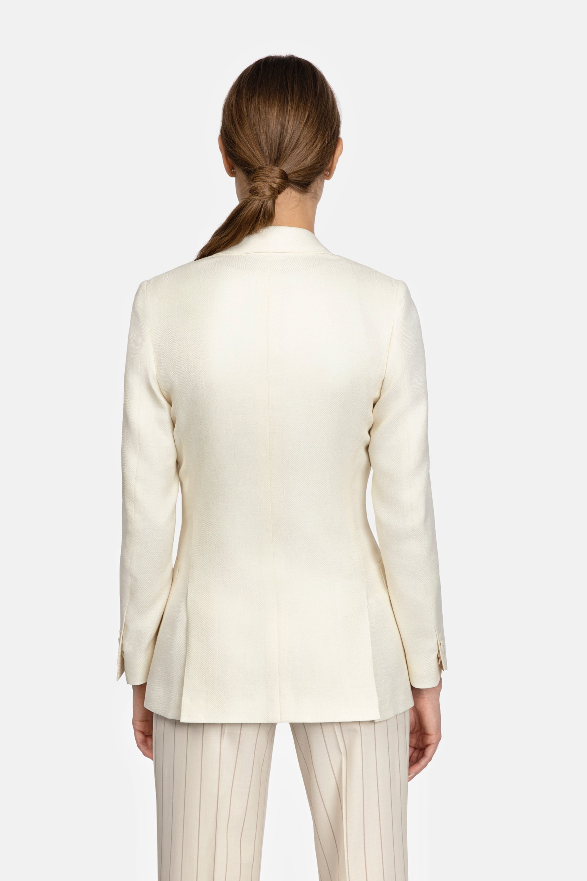 Sacou Florentinodelure Vega, off-white, herringbone, canvas, vedere spate.