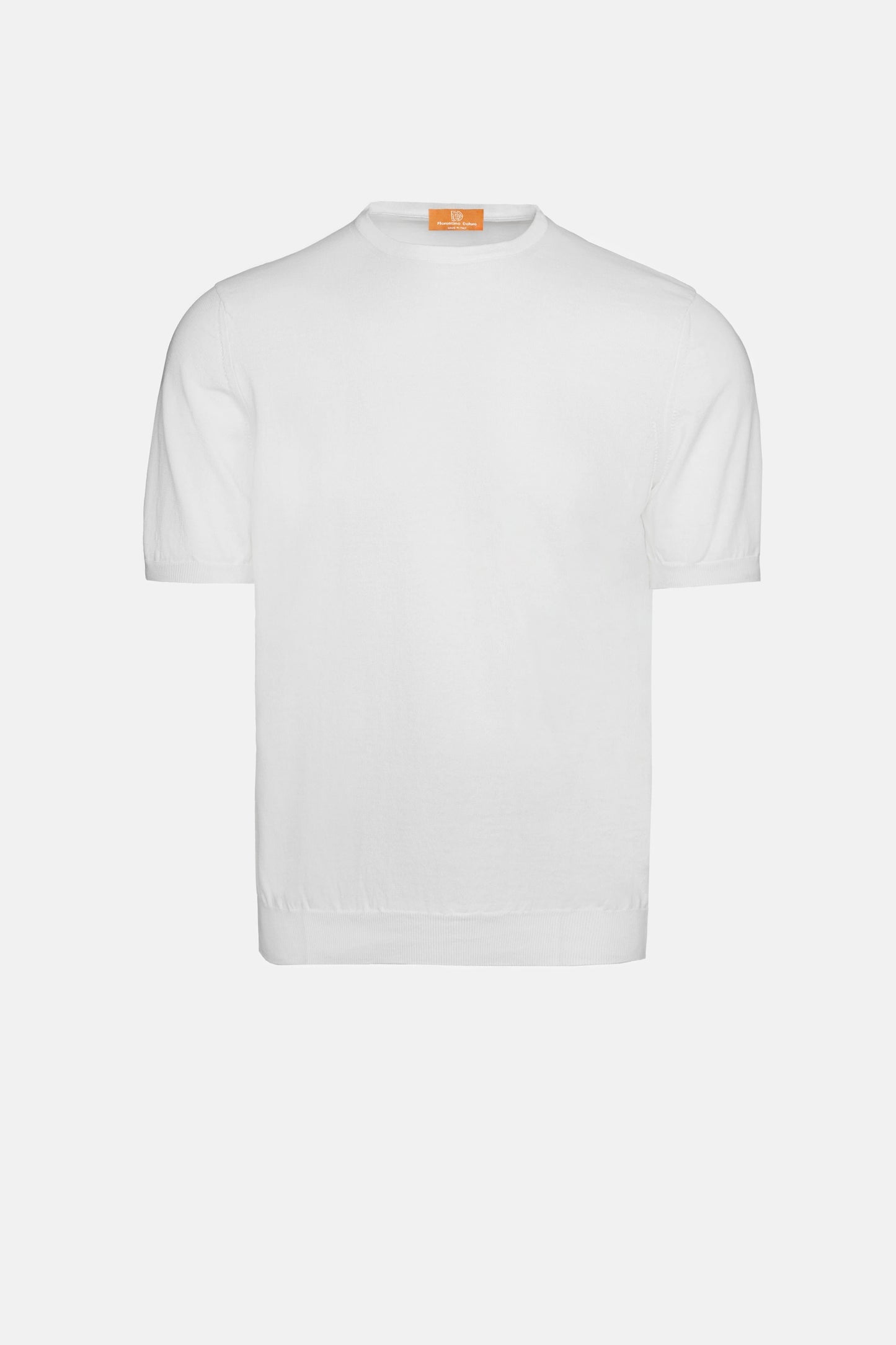 Tricou alb din bumbac Florentinodelure cu guler crewneck și mâneci scurte.