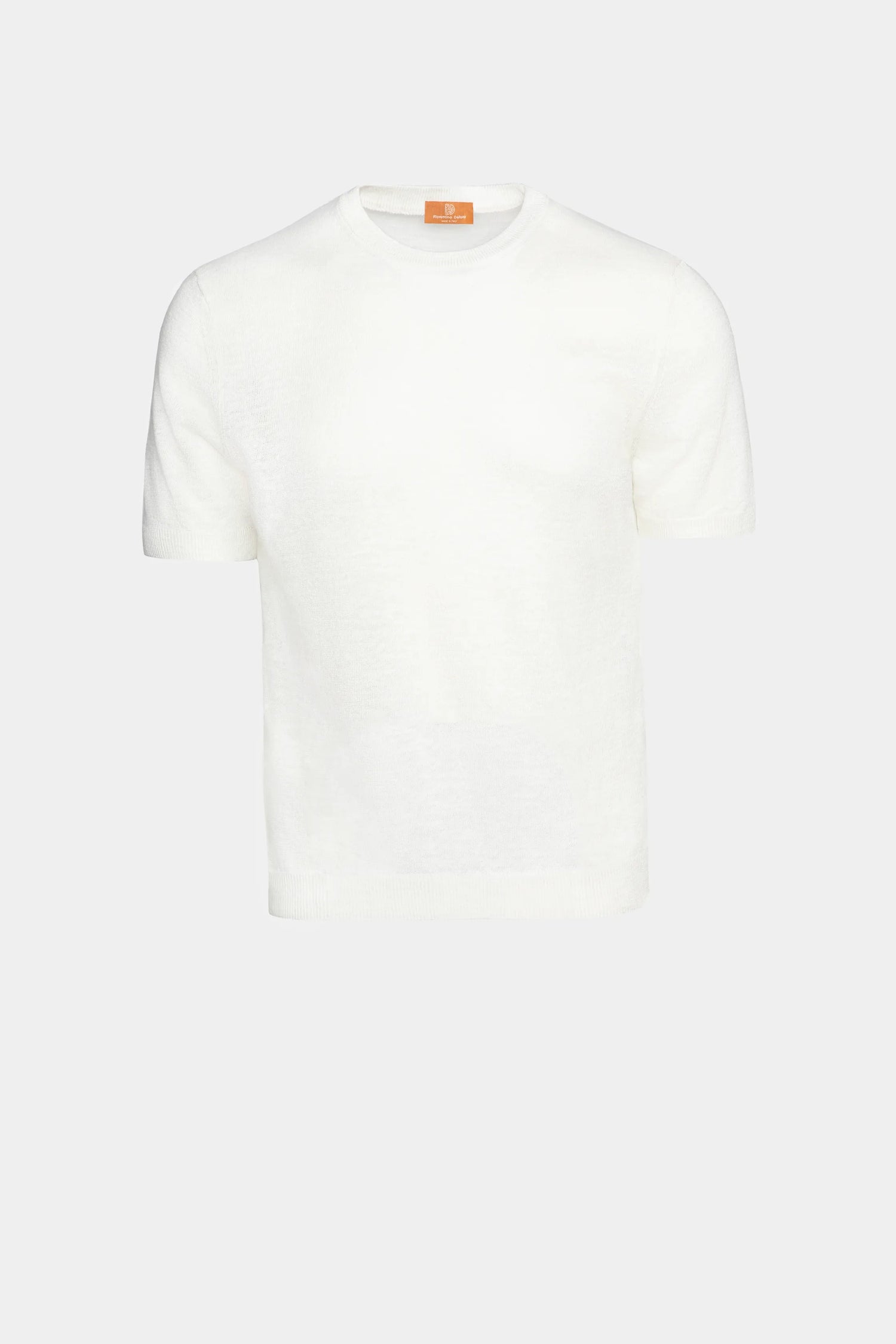 Tricou alb Florentinodelure din bumbac, mânecă scurtă, crewneck clasic.