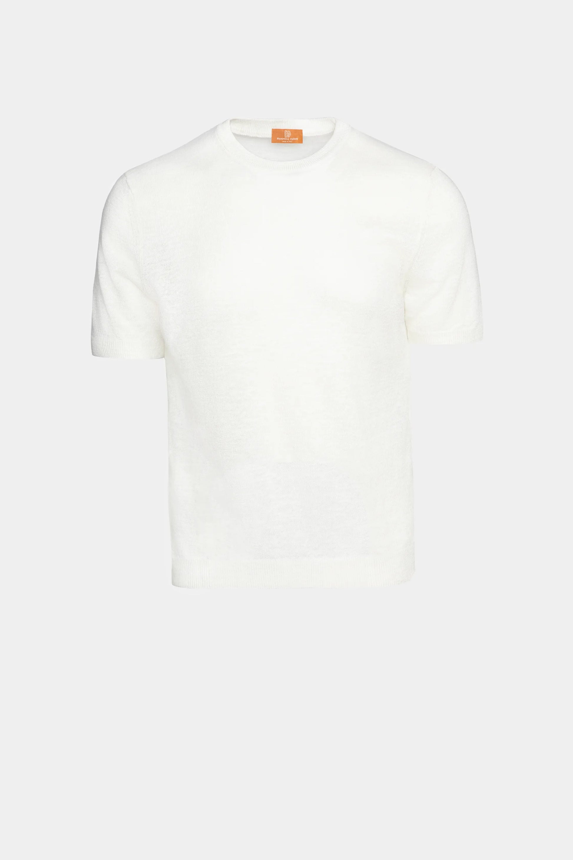 Tricou alb Florentinodelure din bumbac, mânecă scurtă, crewneck clasic.